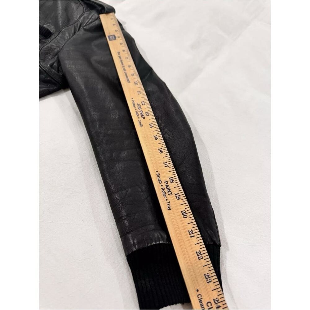 Cooper Collection Bomber Cafe Racer Biker Leather Black Jacket Size Men's 44 - Picture 16 of 16